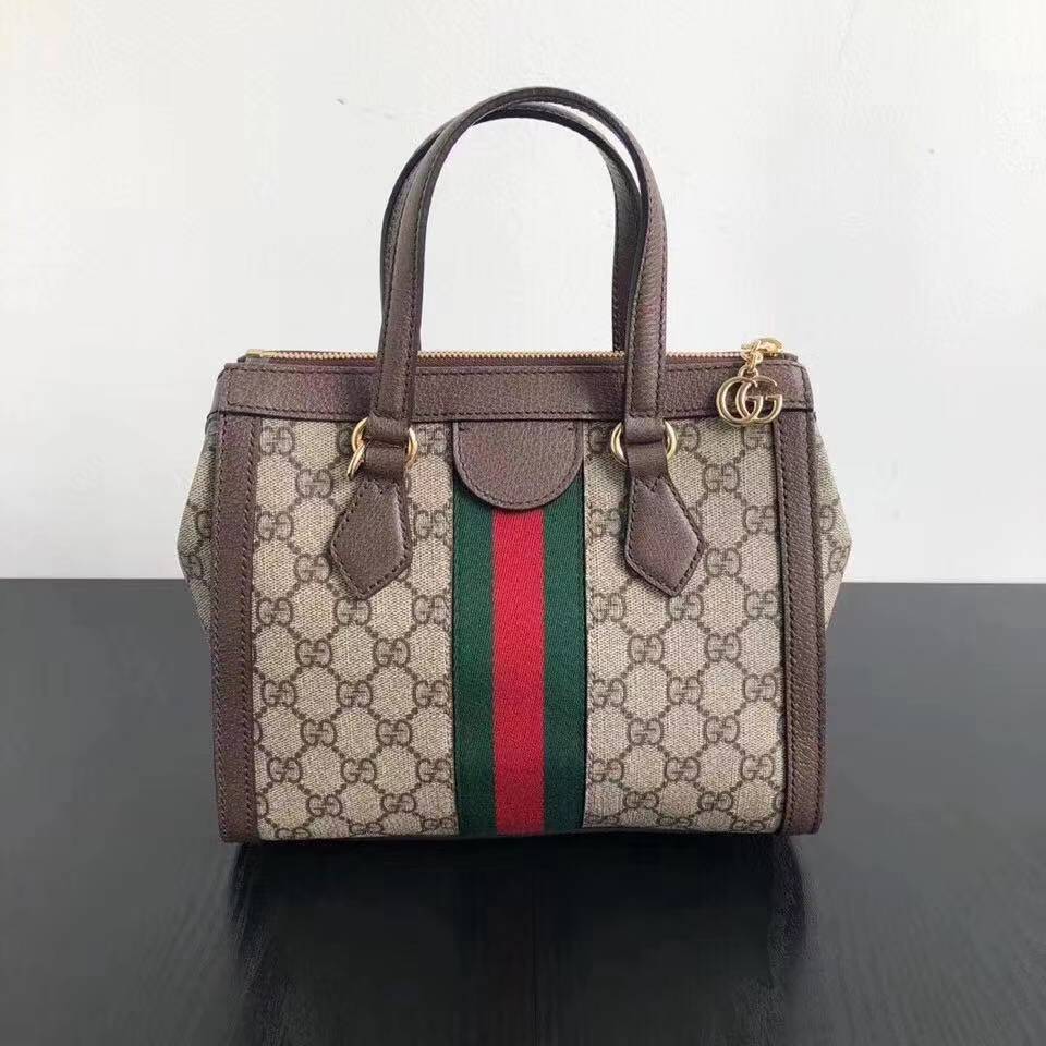 Gucci Ophidia Small Gg Tote Bag In Brown