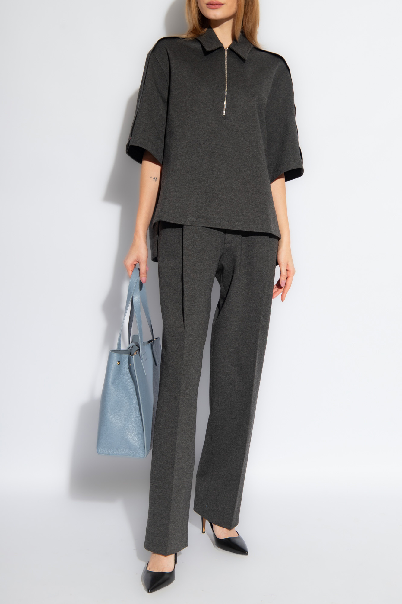 Victoria Beckham Pleated Straight-leg Trousers In Black