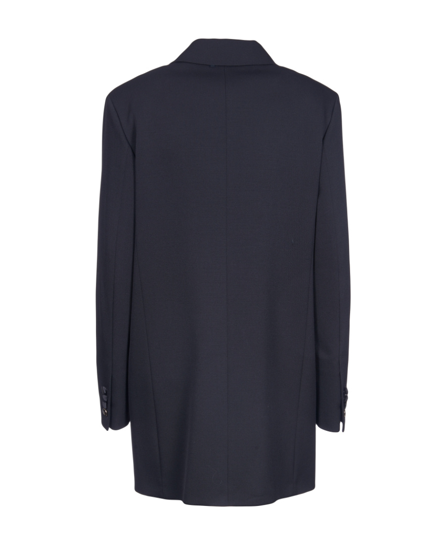 Max Mara Double-breasted Satin-finish Blazer In Black