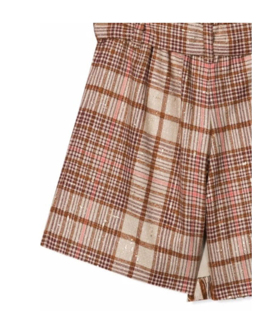 Brunello Cucinelli Check-print Wrap Shorts In Brown