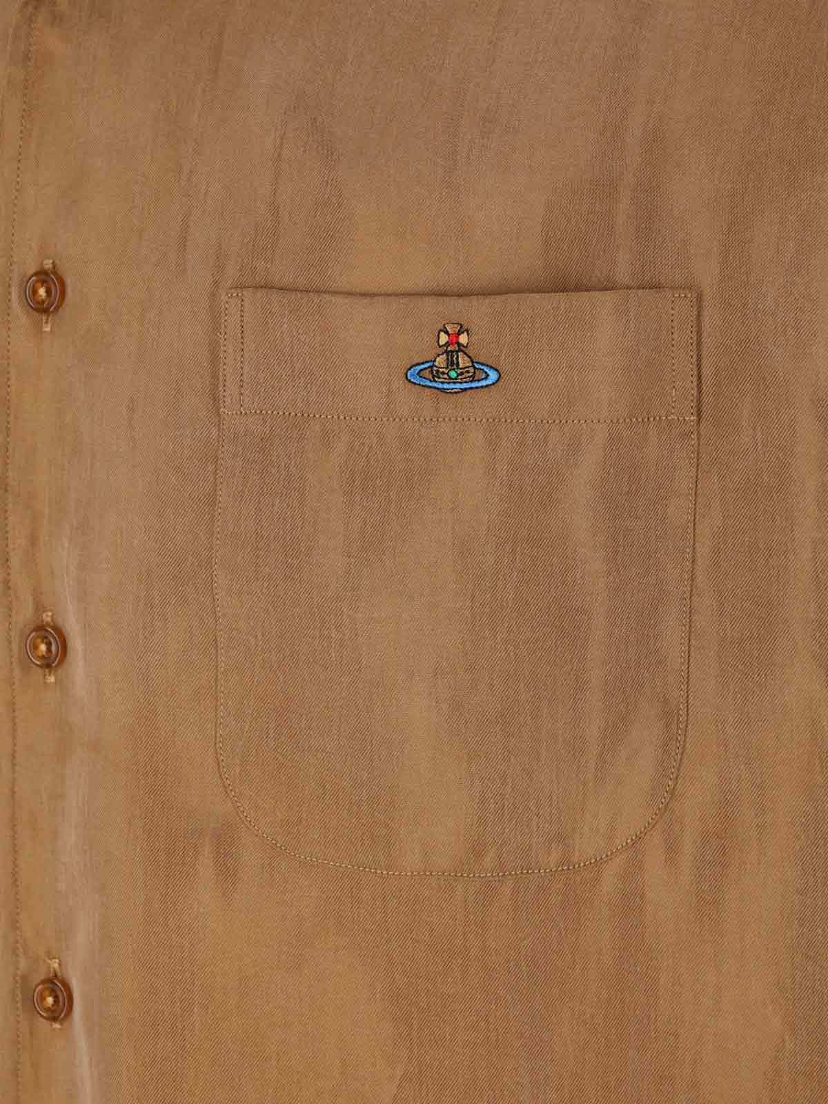 Vivienne Westwood Collared Shirt With Long Sleeves And Chest Pocket In Brown