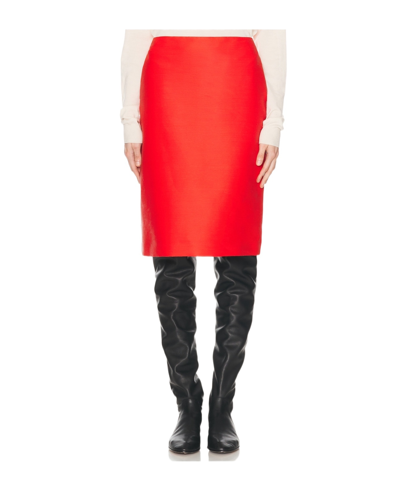 The Row Wool Blend Corinna Skirt High-waisted Knee-length In Red
