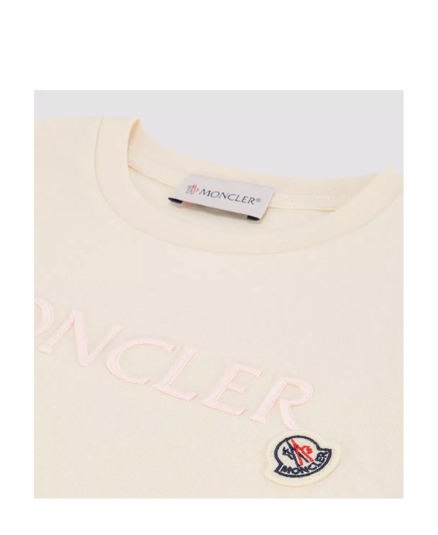 Moncler Embroidered-logo Cotton T-shirt In Nude