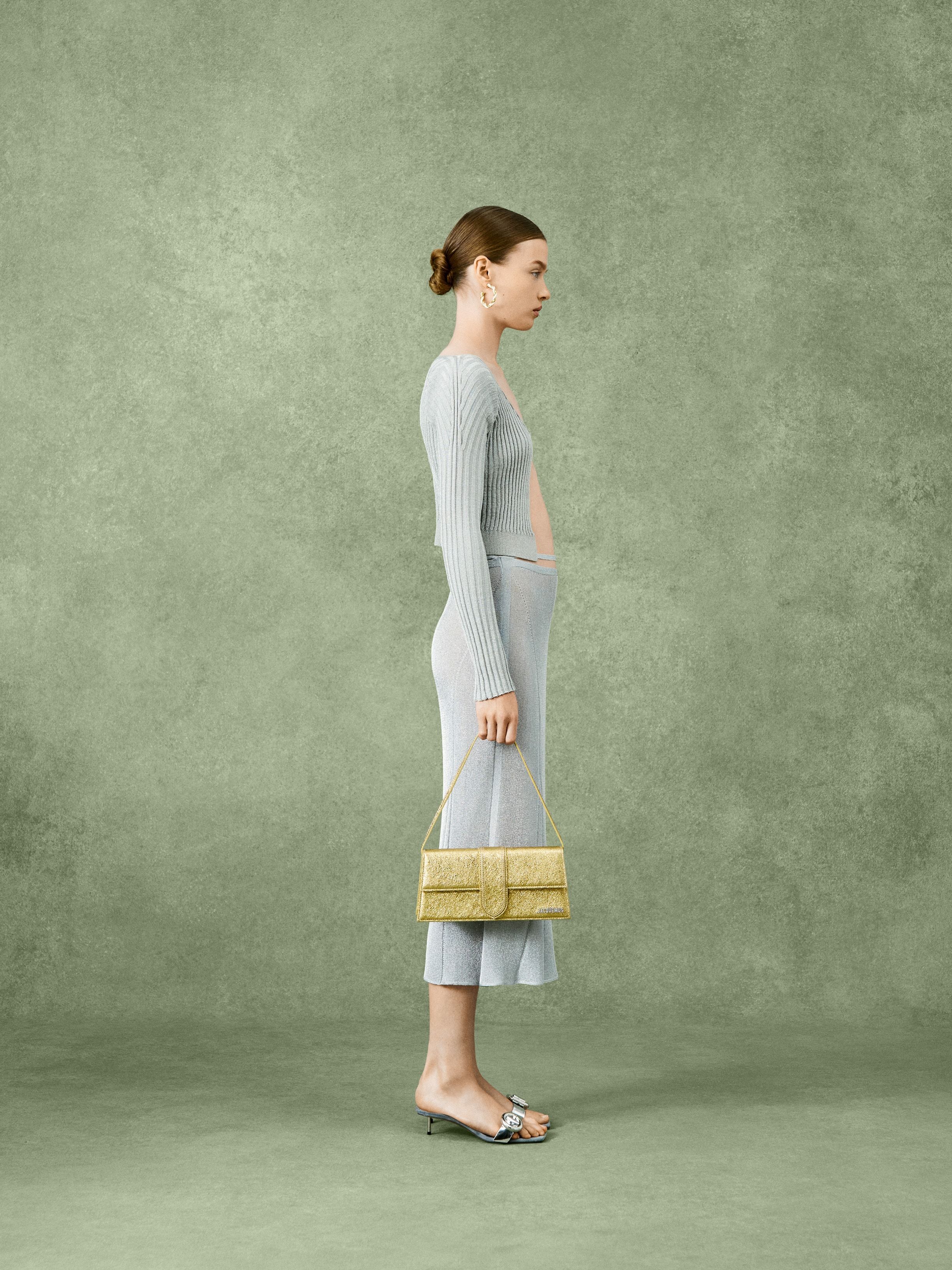 Jacquemus Pralu Glitter Cardigan In Gray
