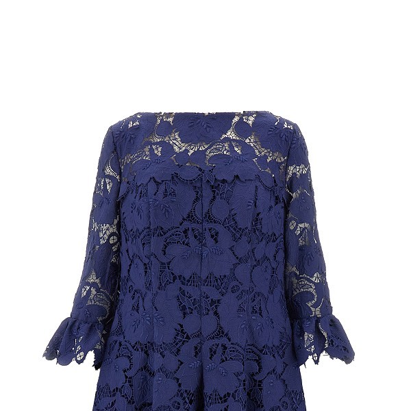 Talbot Runhof Lace Long Sleeve Dress In Blue