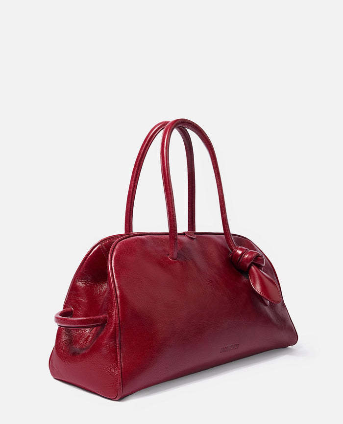 Jacquemus Womens Burgundy Le Petit Turismo Leather Top Handle Bag In Red