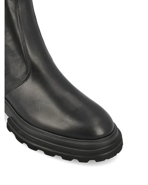 Hogan Woman Ankle Boots Black Size 7 Leather In Black
