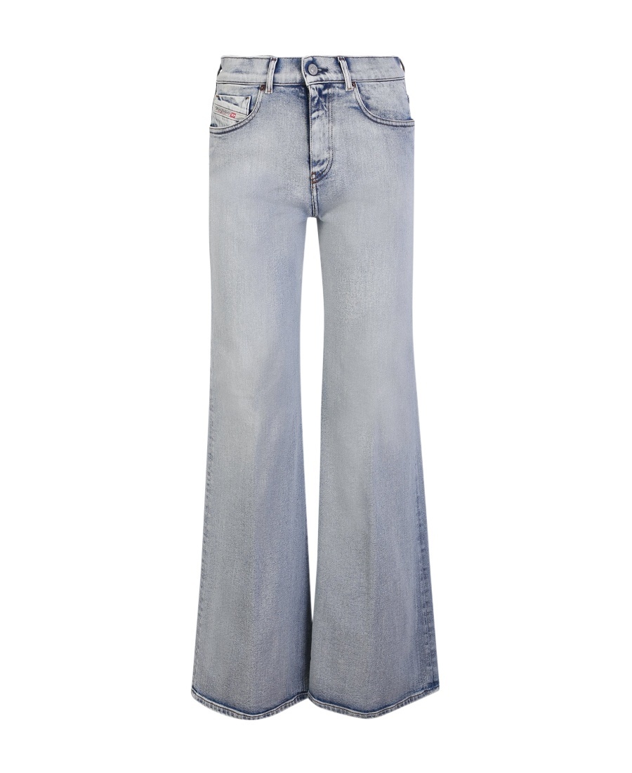 Diesel 1978 Flared Mid Rise Cotton Denim Jeans In Gray
