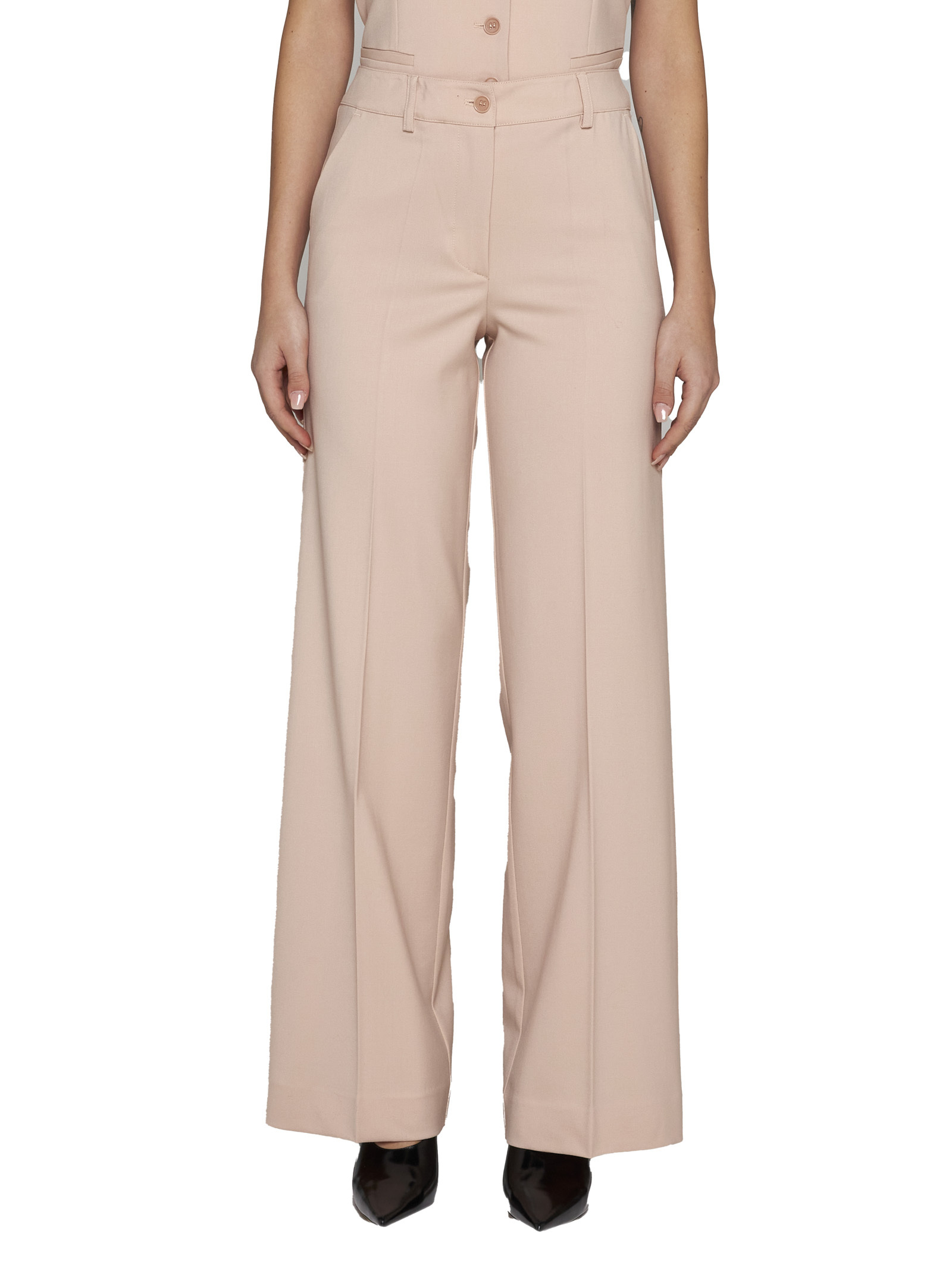 Shop P.a.r.o.s.h Belt Ring Casual Pants In Nude