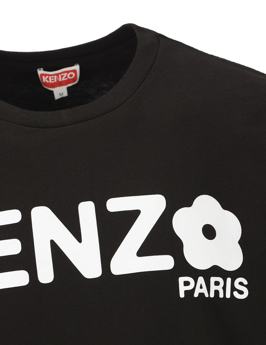 Kenzo Black T-shirt In Cotton With White Logo Printed In Black