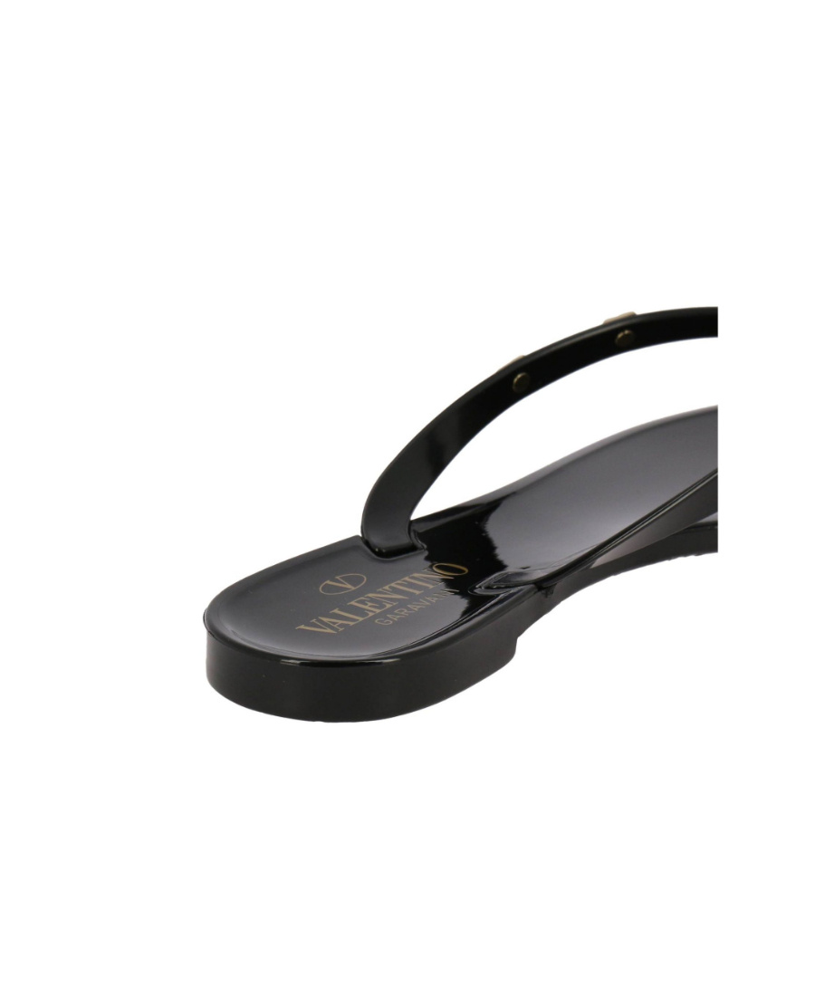 Valentino Heel Sandals With Bow Accent And Studded Embellishments In Black
