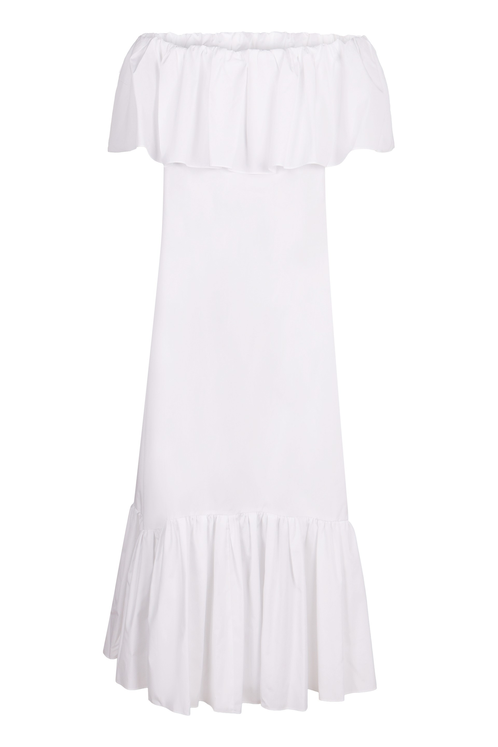 Max Mara Studio Petali Ruffled Off-shoulder Dress In White