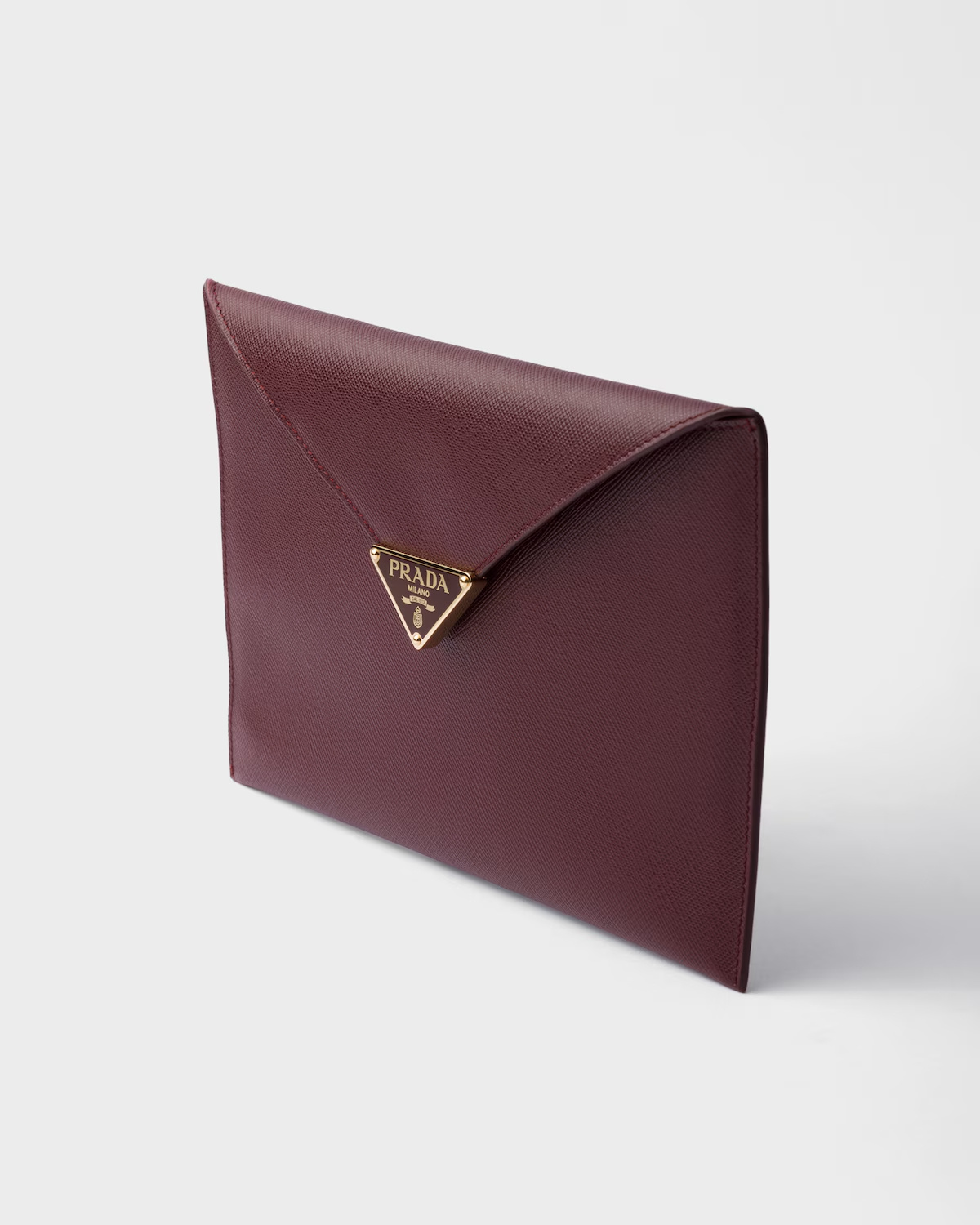 Prada Saffiano Leather Envelope Clutch In Burgundy