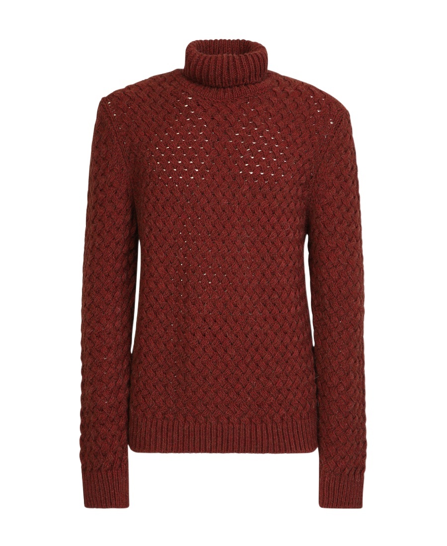 Lardini Wool Blend Woven Knit Pullover In Brown