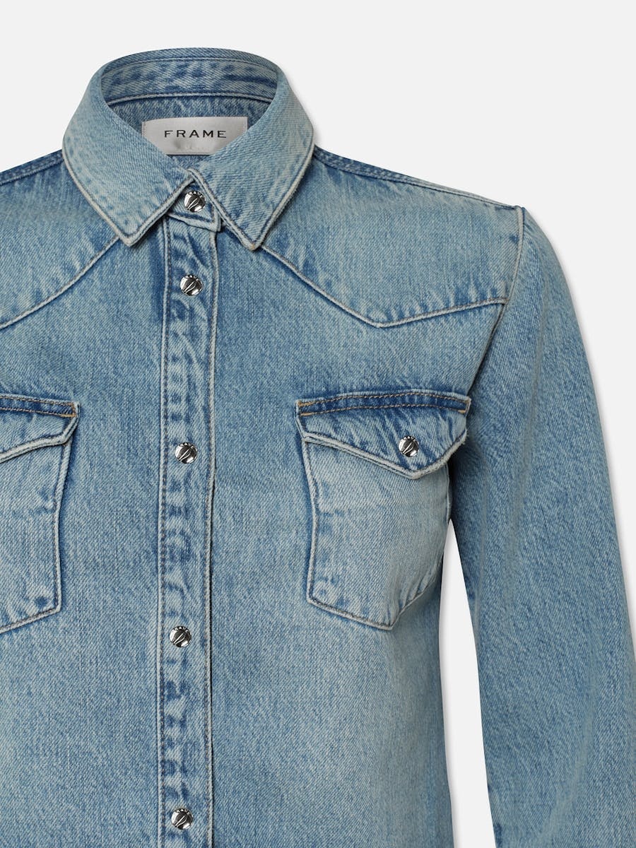 Frame Fitted Heritage Shirt Esme Cotton In Blue