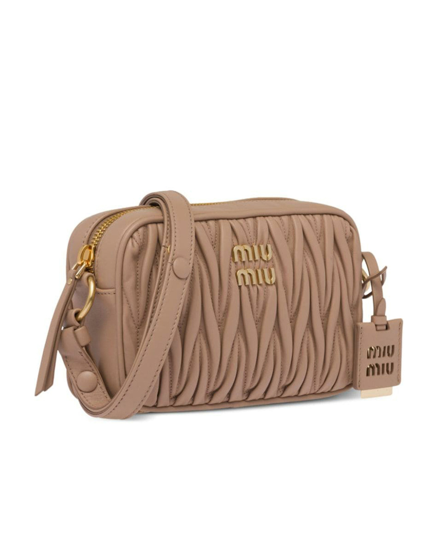 Miu Miu Matelassé Nappa Leather Shoulder Bag In Brown