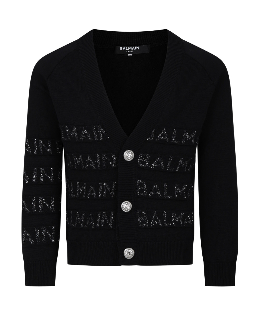 BALMAIN LOGO-EMBROIDERED CARDIGAN