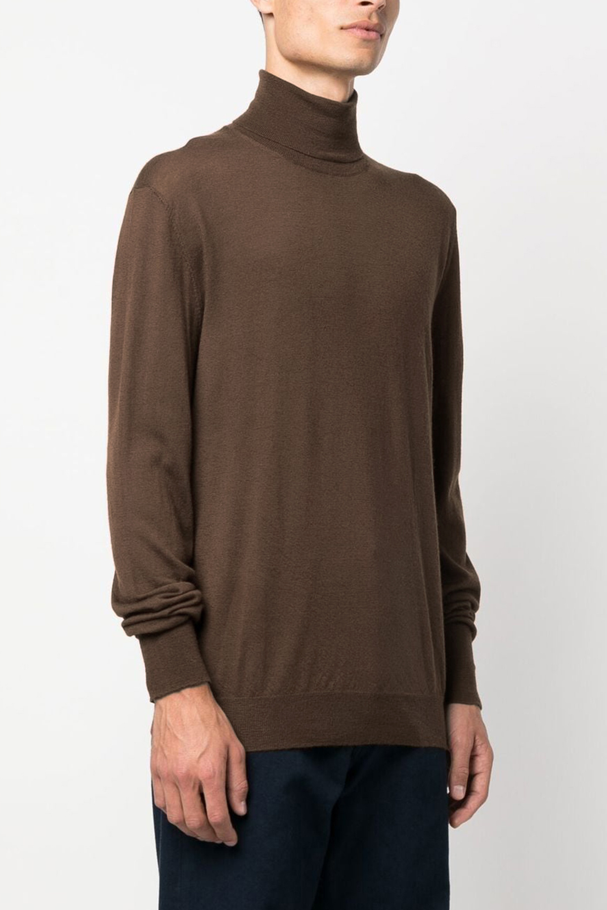Pt Torino Long-sleeved High-neck Sweater In Brown