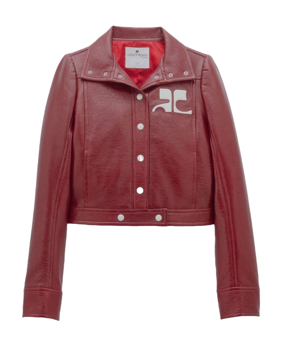 Shop Courrèges Logo-patch Cropped Jacket In Red