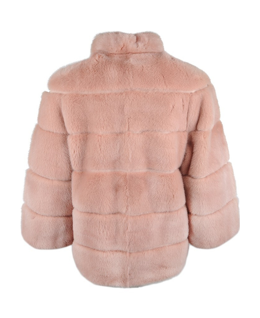 Frame Small Standing Collar Design Fur In Pink