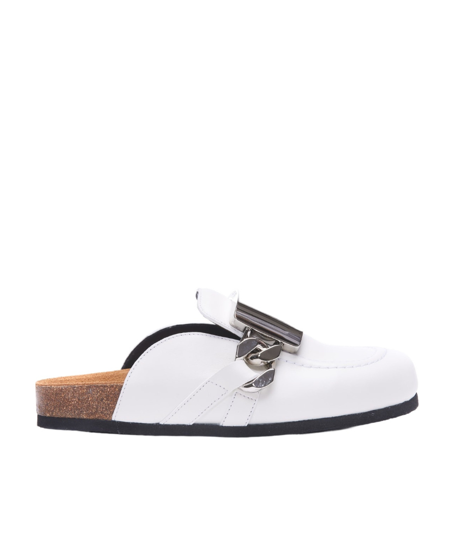 Jw Anderson Chain Embellished Slip-on Mules In White