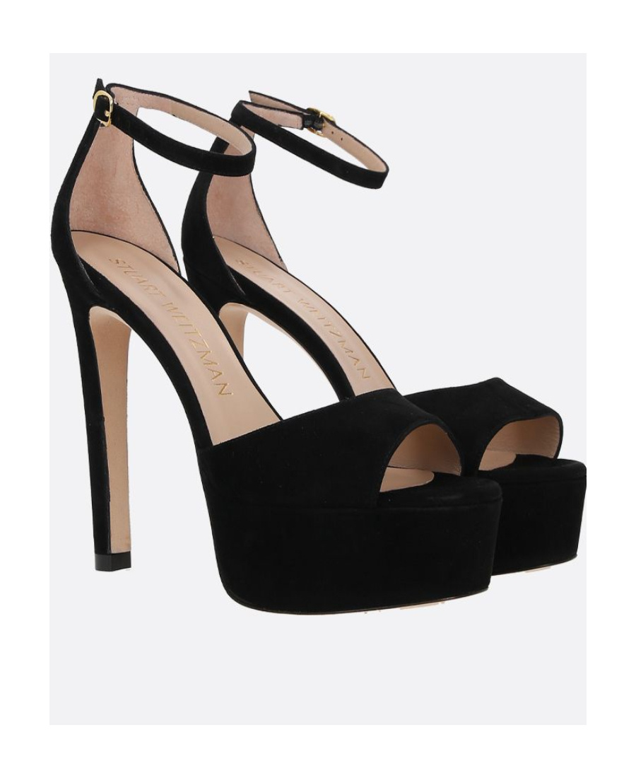 Stuart Weitzman Women's Discoplatform Suede Ankle Loop Sandals In Black