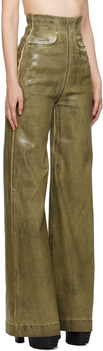 Rick Owens Drkshdw Dirt Cooper High Rise Denim Wide Jeans In Green