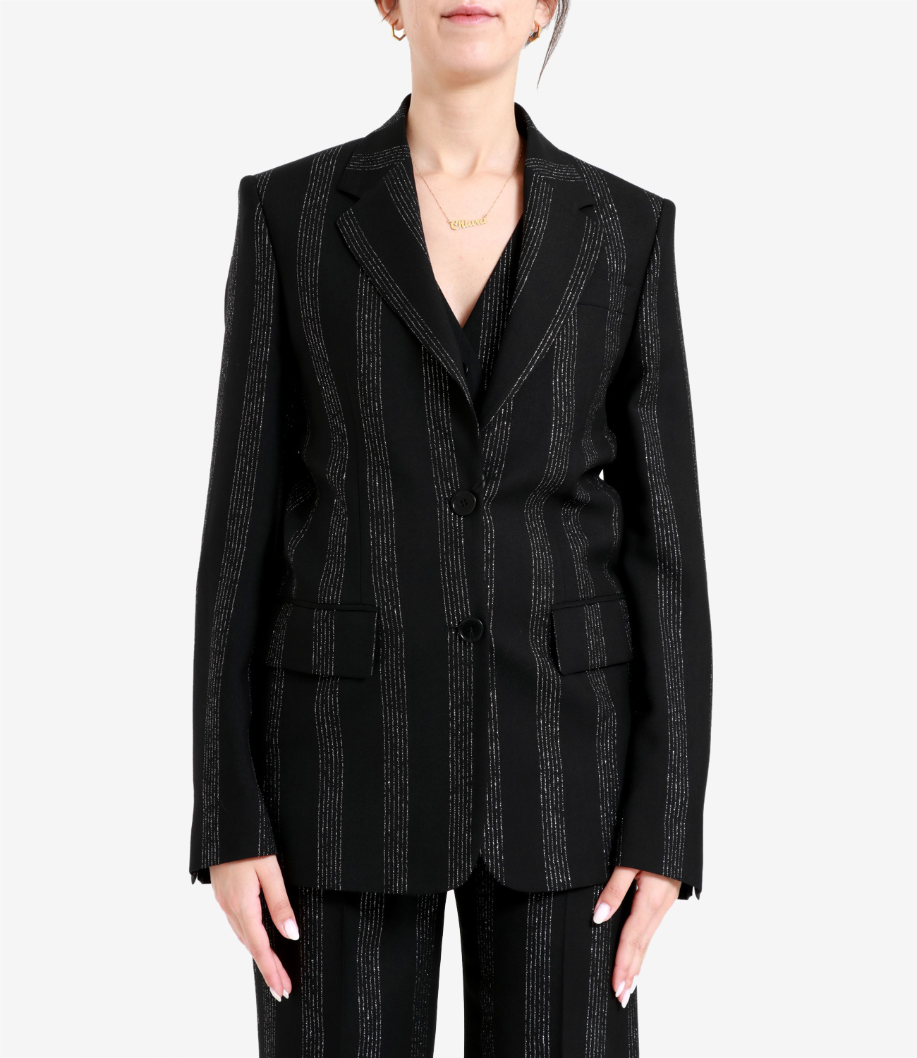 Msgm Striped Single-breasted Blazer In Black