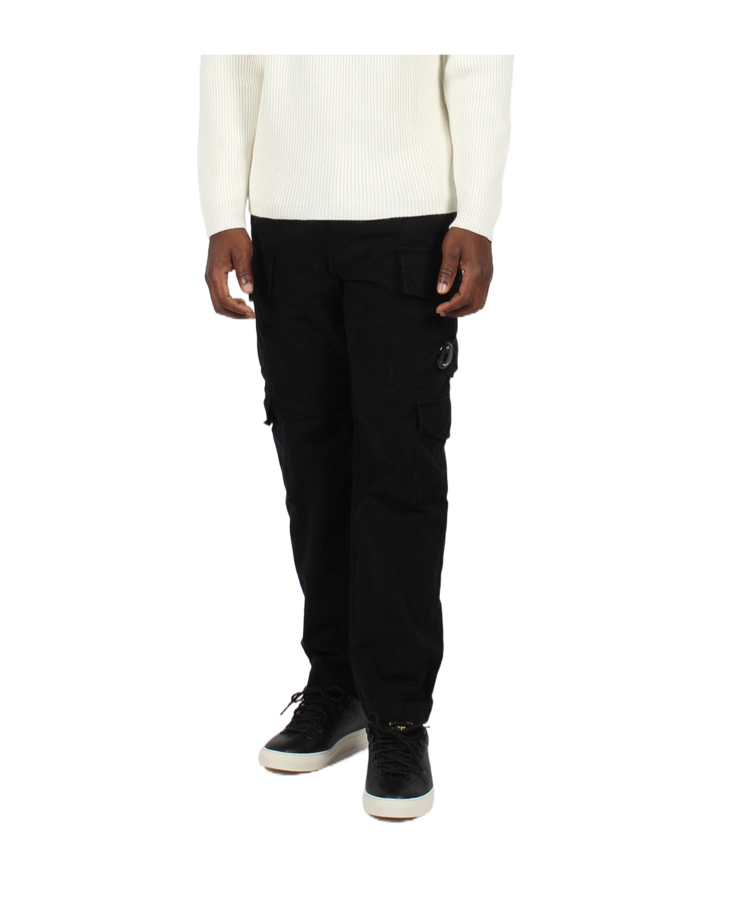 C.p. Company Canvas Cargo Pants In Black