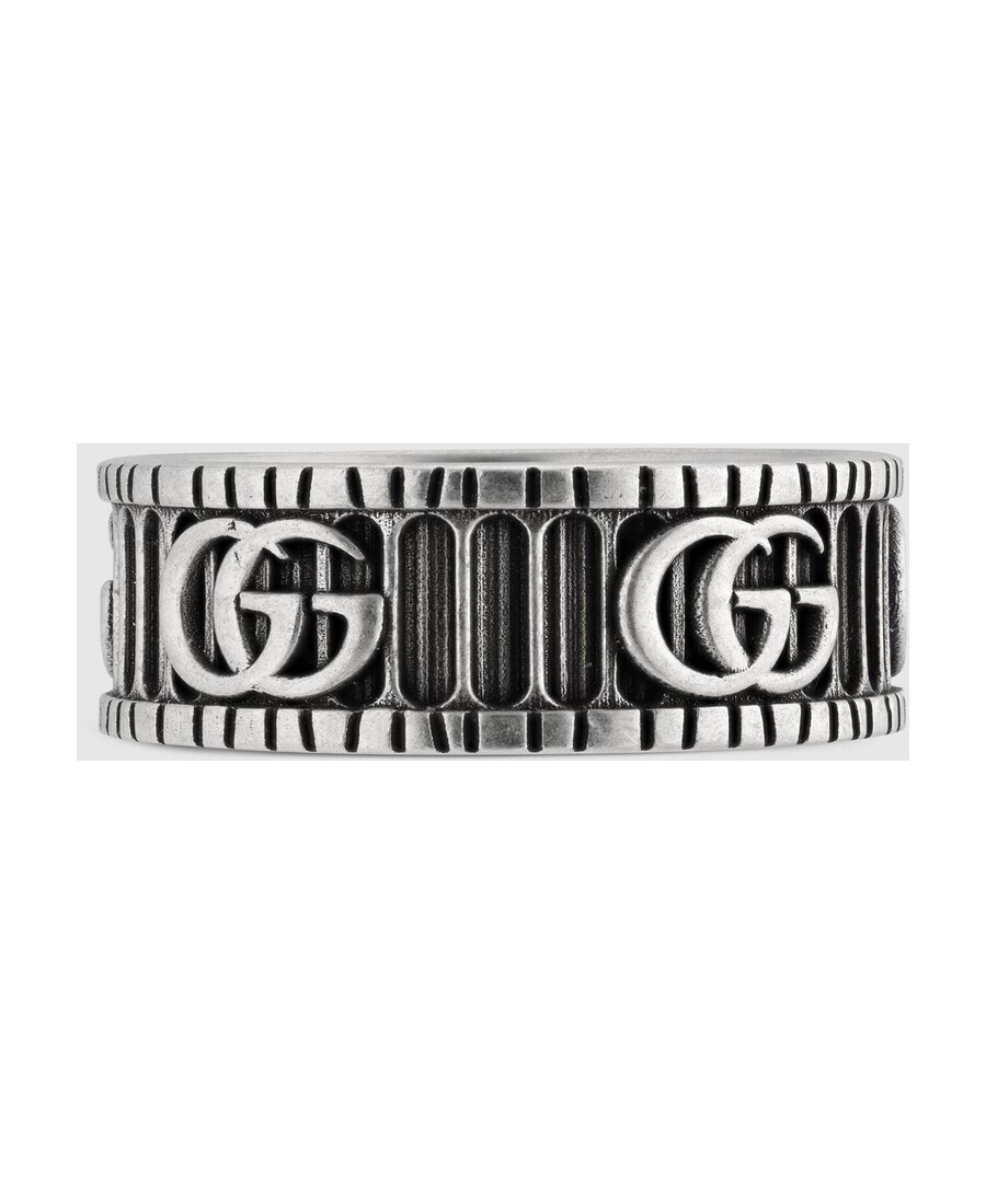 Gucci Double G Sterling Silver Ring In Gray
