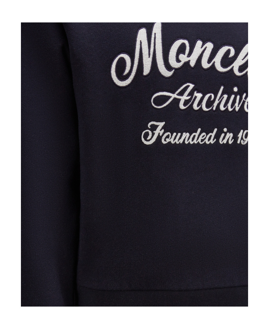 Moncler Embroidered Logo Hoodie In Blue