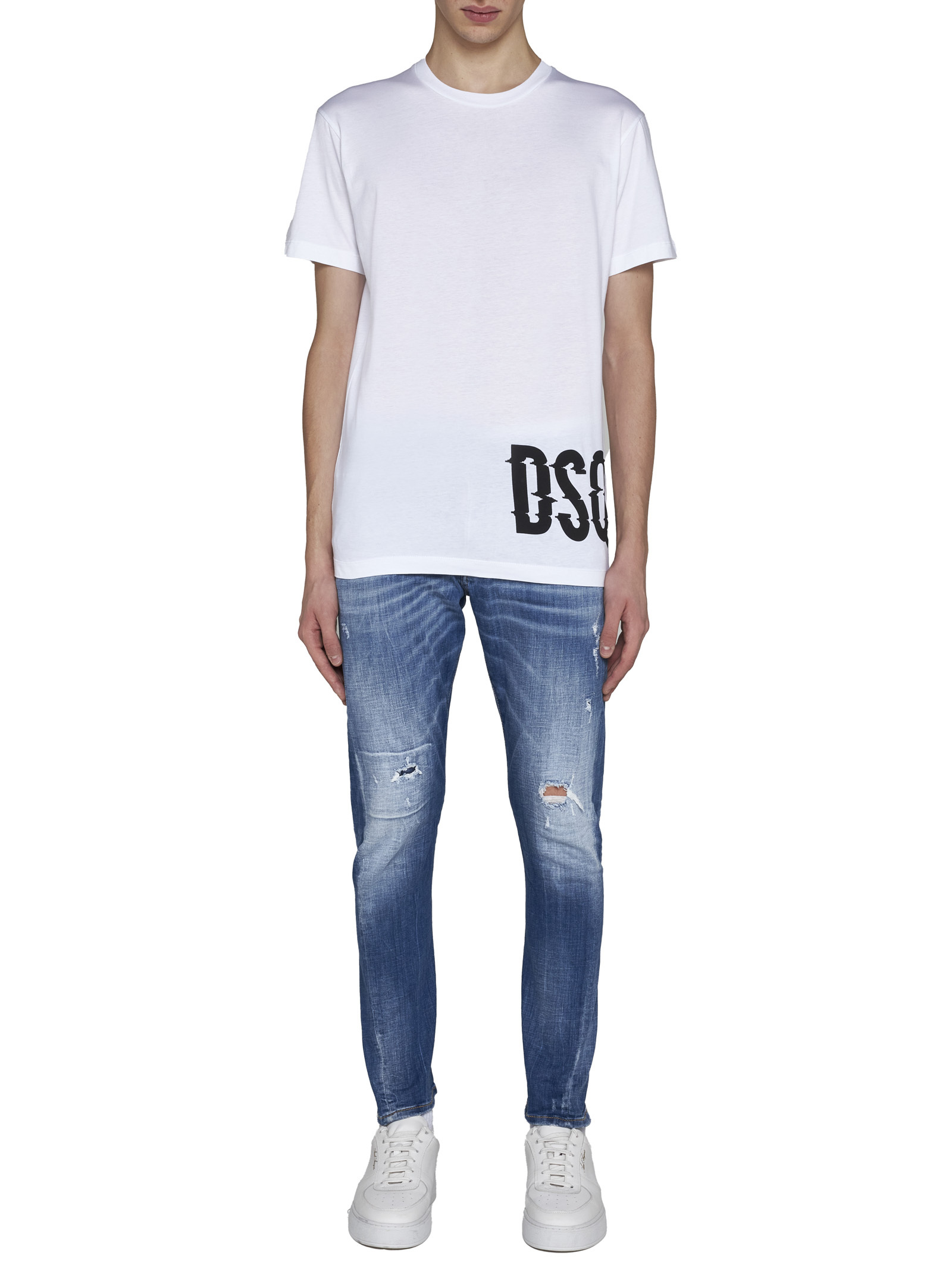 Dsquared2 Slouch T-shirt With Contrasting Logo Print In White