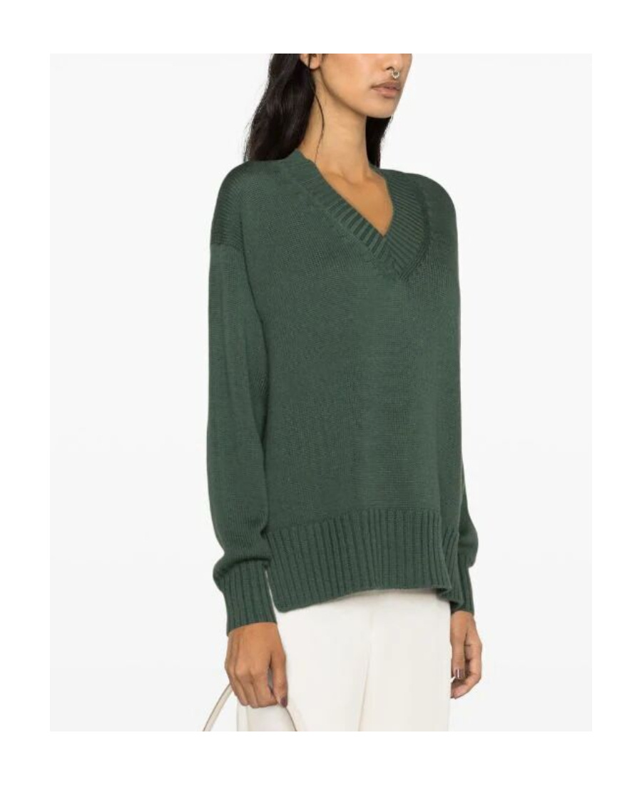 Drumohr V-neck Merino Wool Jumper In Green