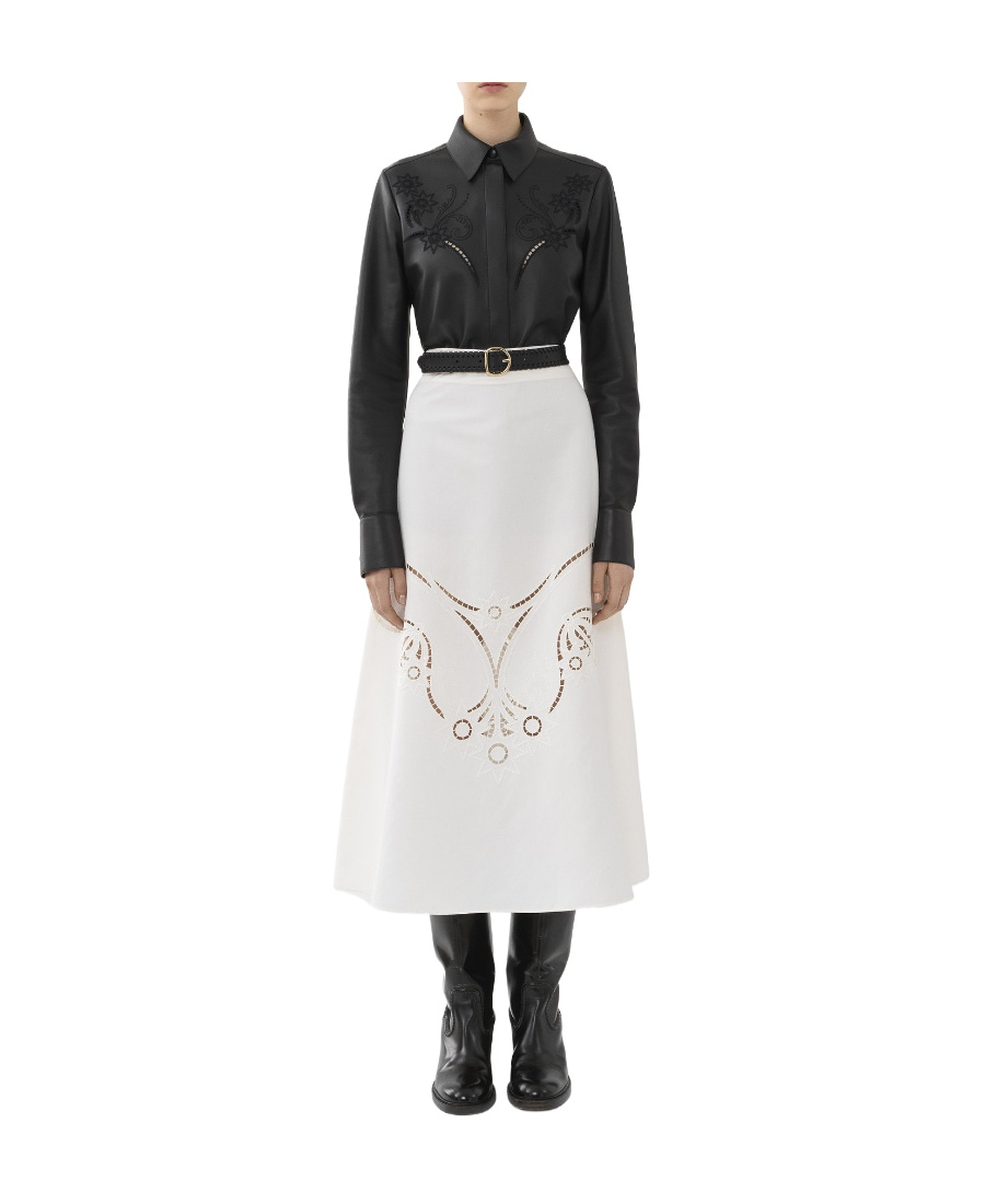 Chloé High-waisted Embroidered-design Skirt In White