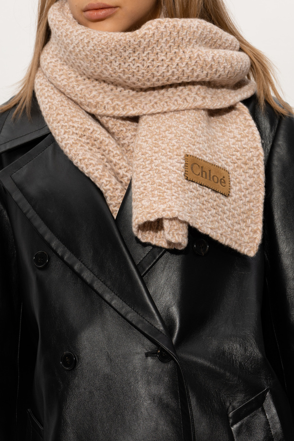 Chloé Cashmere Chunky Knitted Scarf In Nude