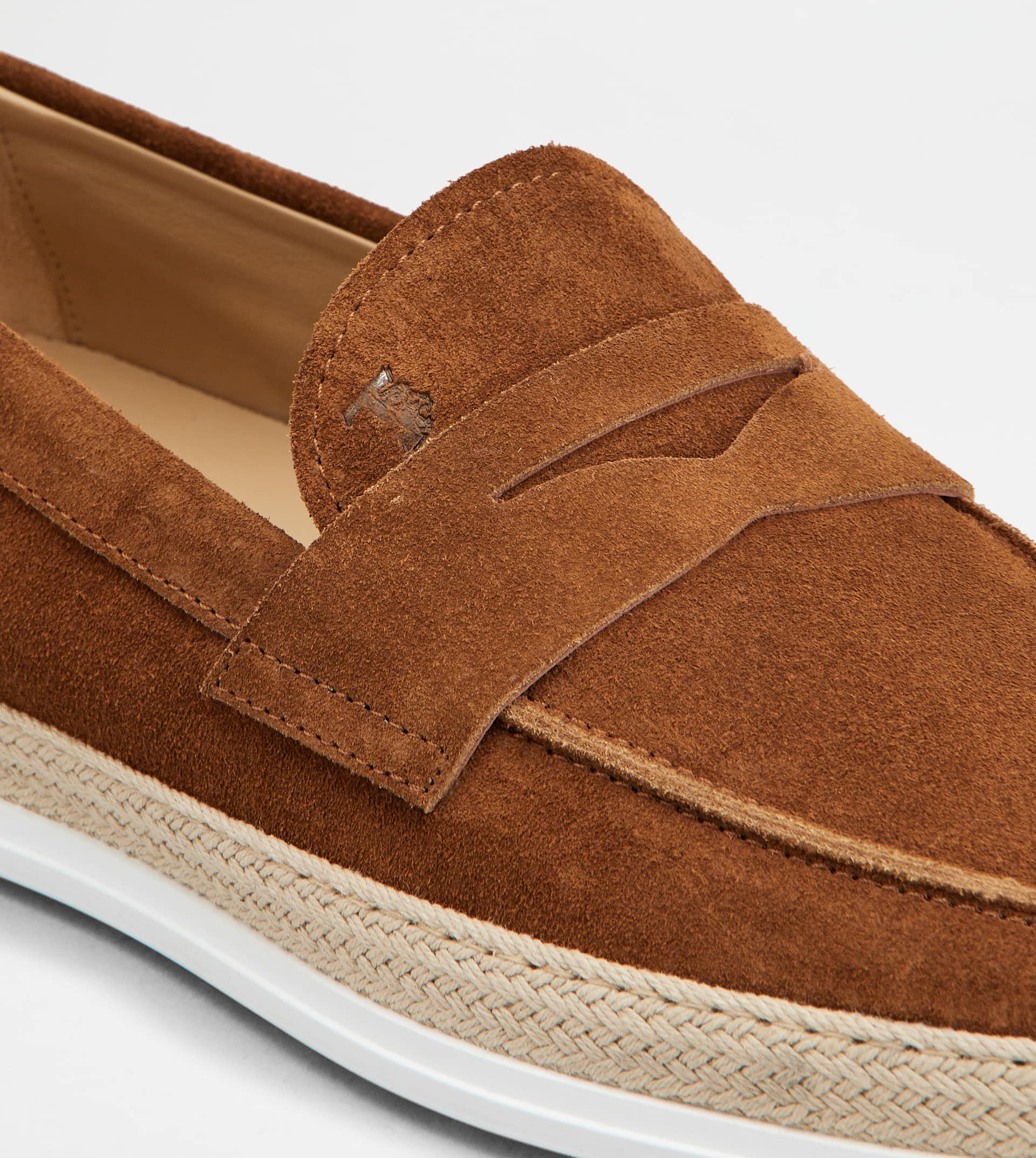 Tod's Suede Loafers With Round Toe And Rubber Sole In Brown