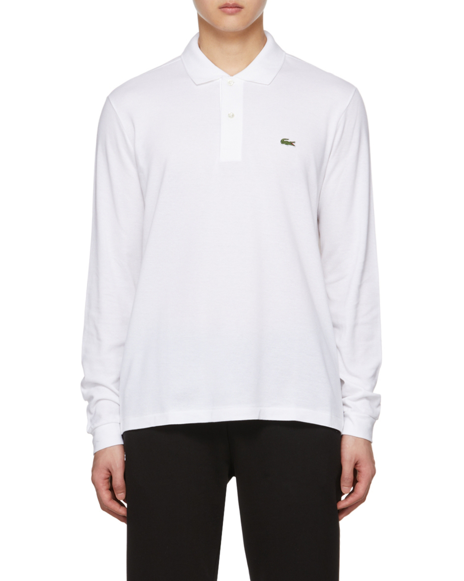 Lacoste Logo Long-sleeved Polo Shirt In White