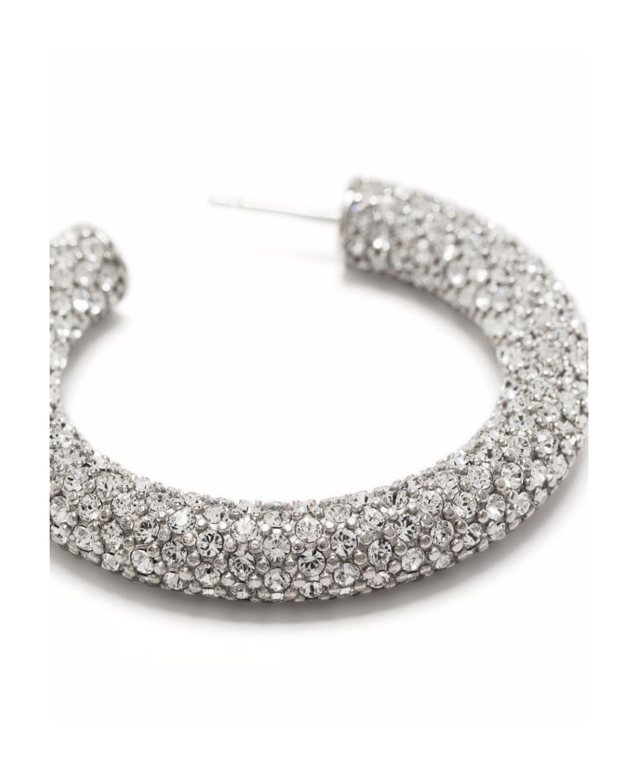 Amina Muaddi Medium Crystal-embellished Hoop Earrings In White