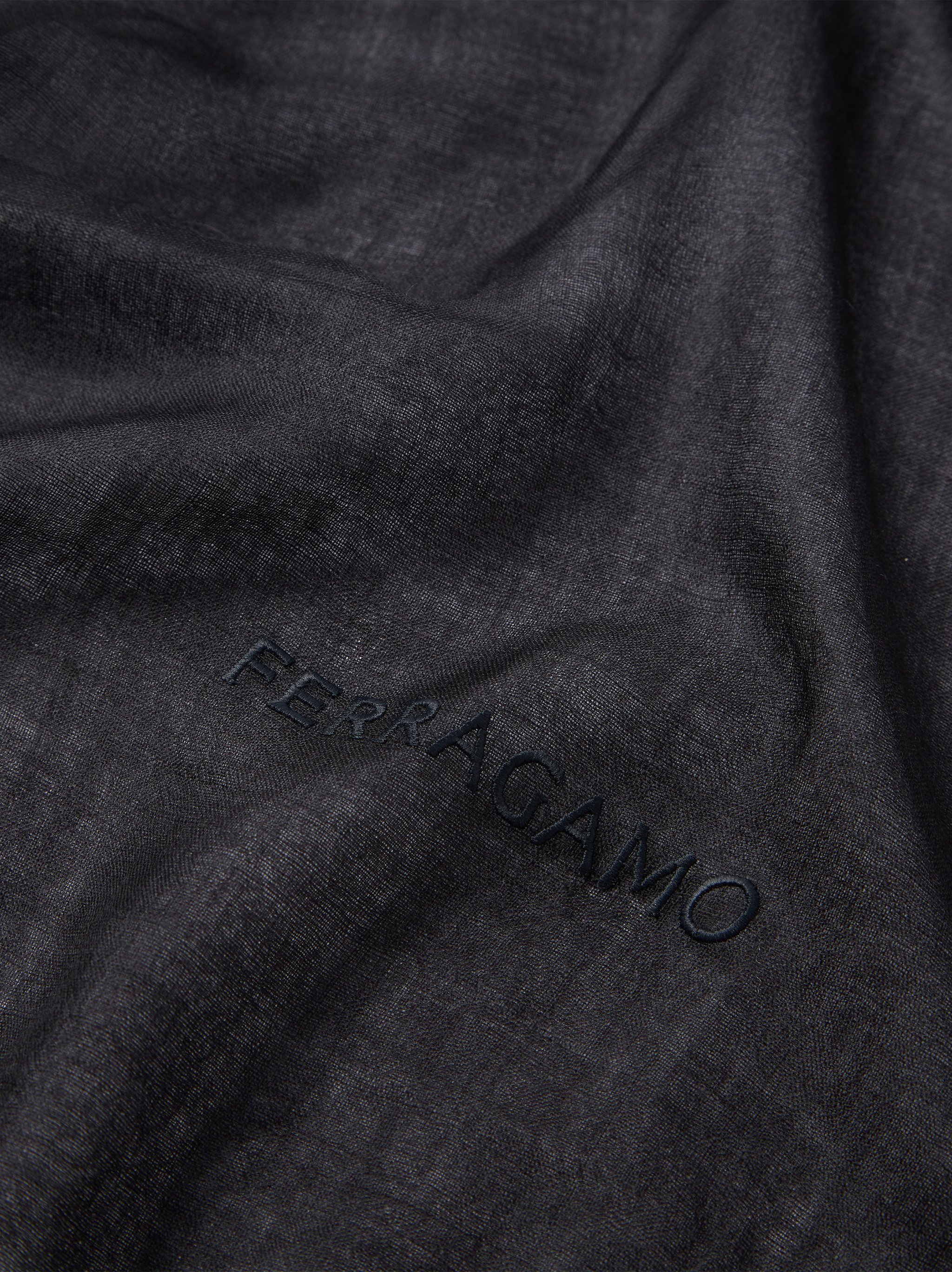 Ferragamo Semi-sheer Cashmere Scarf In Black