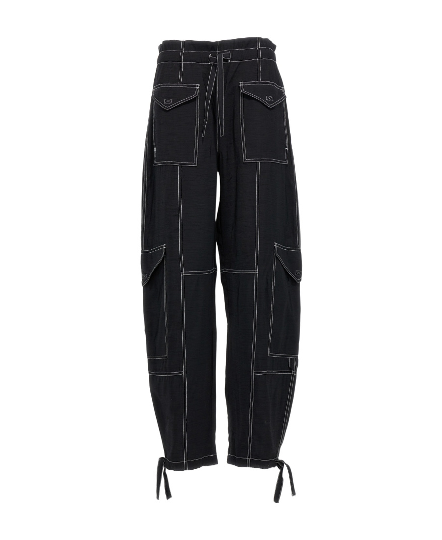 Ganni Straight Leg Cargo Pants In Black