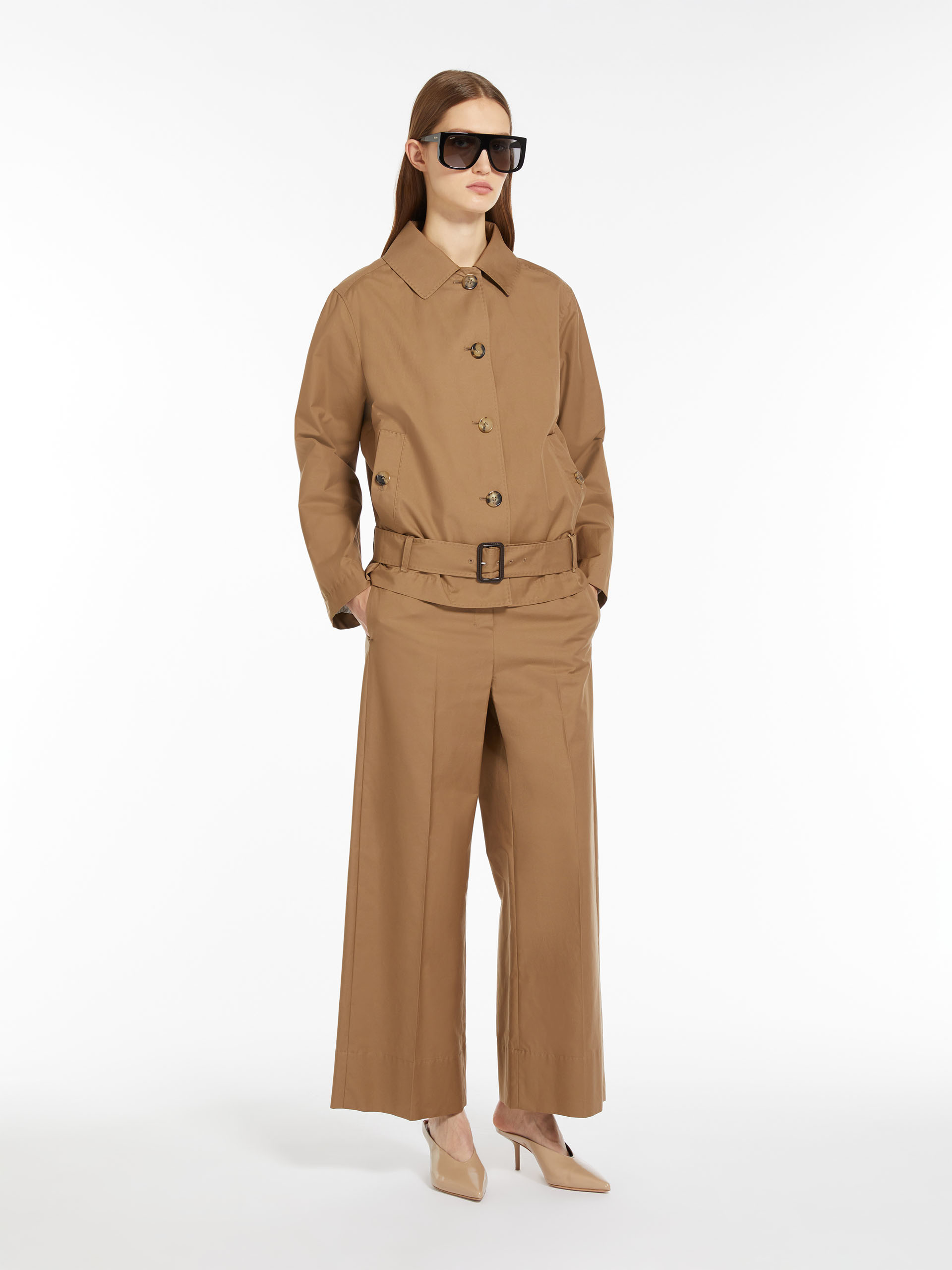 Max Mara Short Single-breasted Trench Coat In Brown