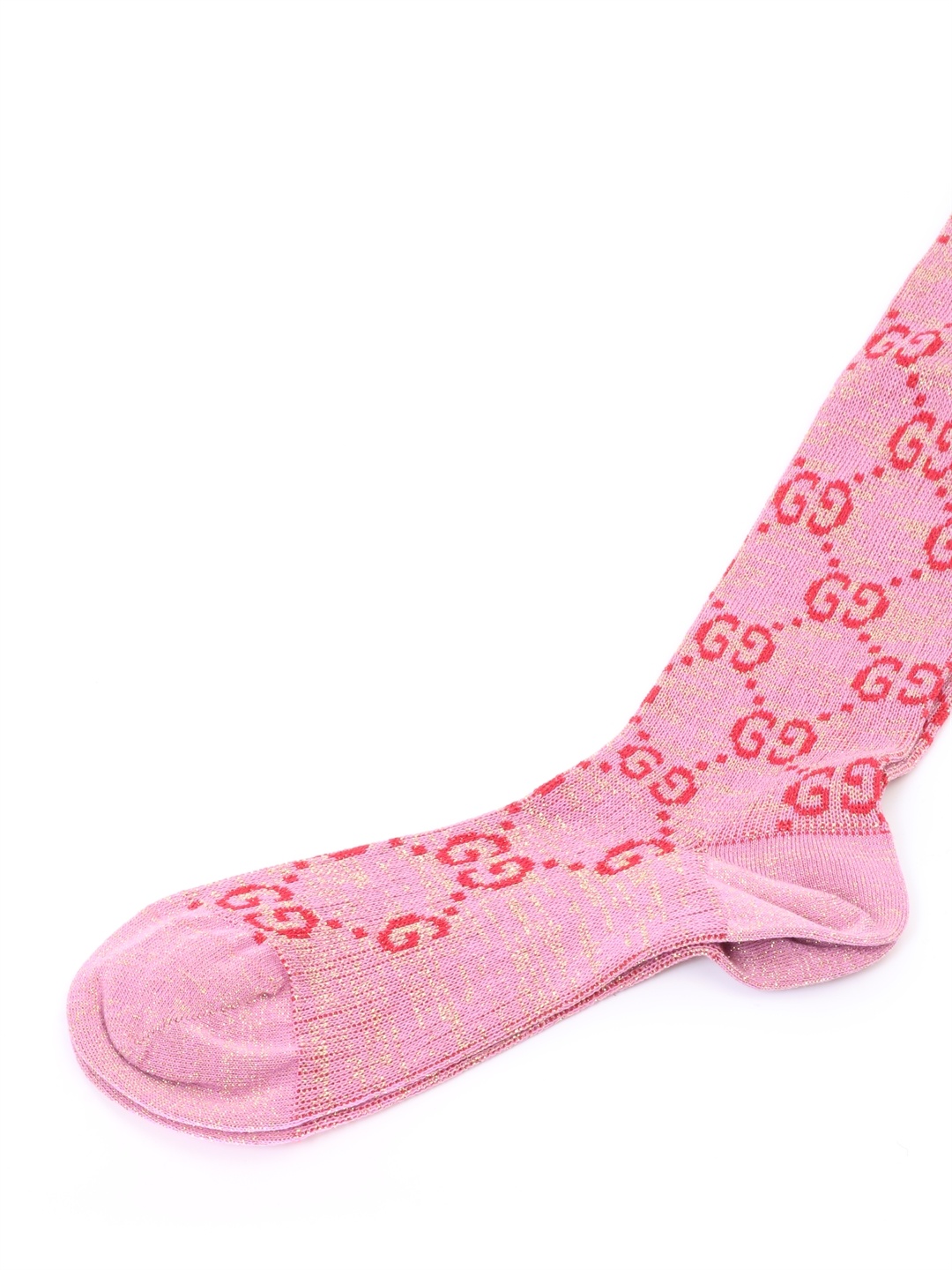 Gucci Lurex Interlocking G Socks In Pink