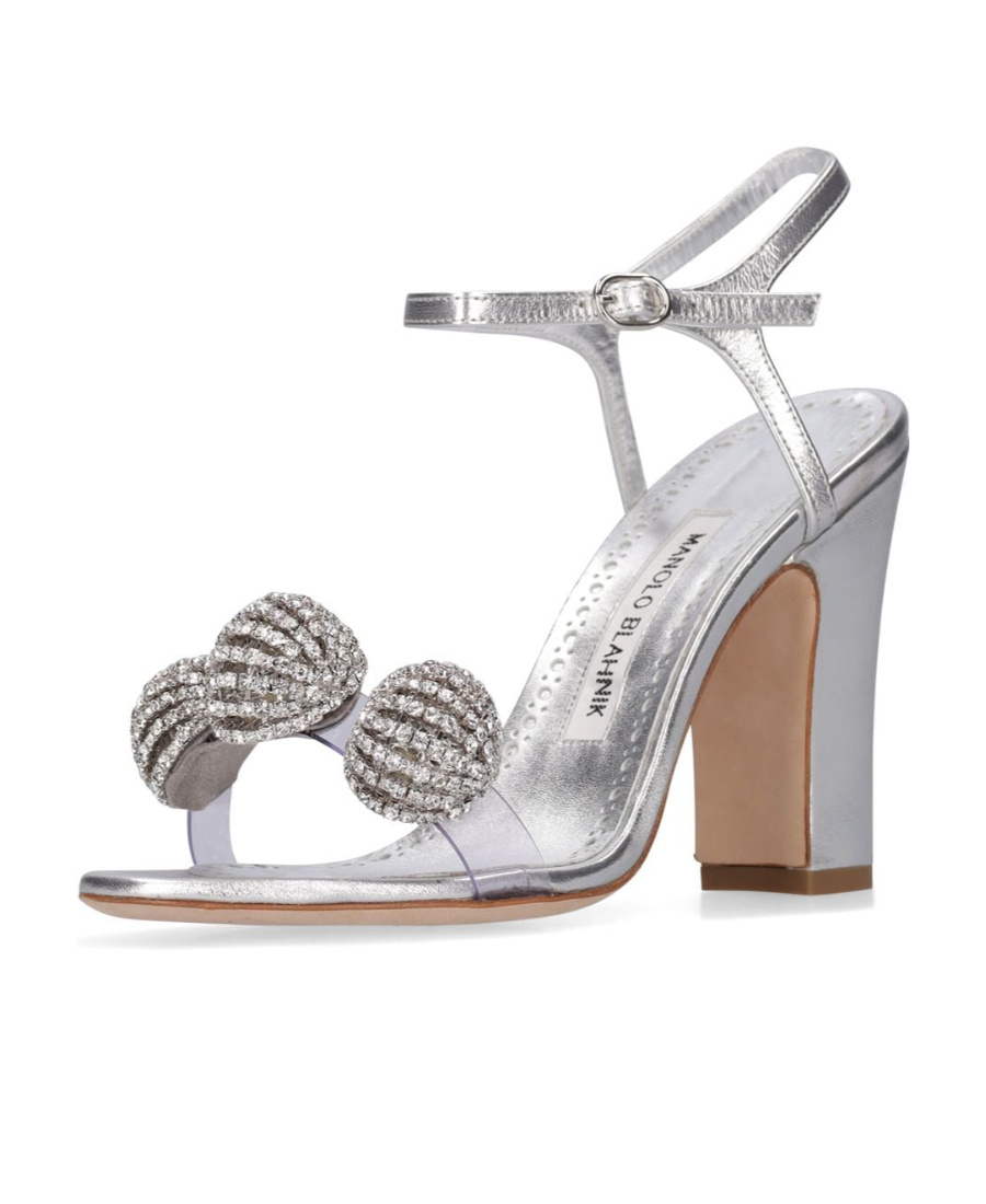 Manolo Blahnik Logo High-heeled Sandals In Gray