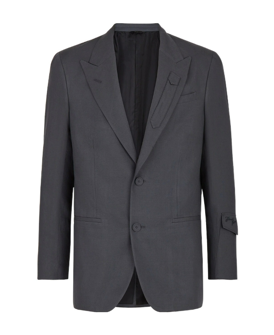 Fendi Slanted Pocket Single-breasted Blazer In Blue