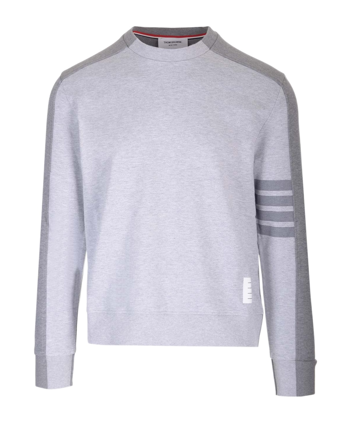 Thom Browne Loopback Jersey Knit 4-bar Crewneck Sweatshirt In White