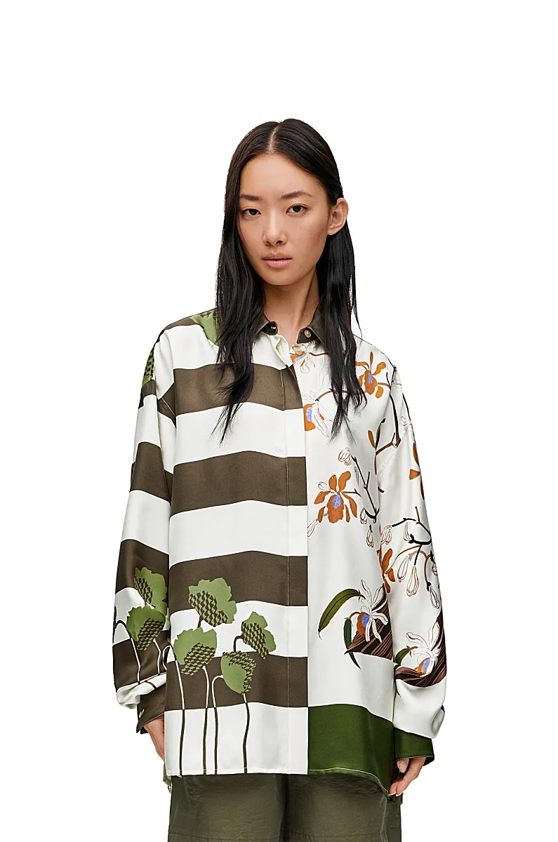 Shop Loewe Shirt In Silk In White