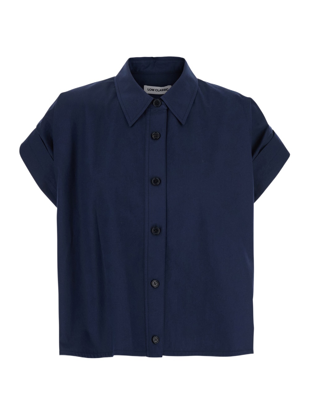 Low Classic Blue Shirt With Pointed Collar And Turned Up Sleeves Sleeves In Cotton Woman In Black