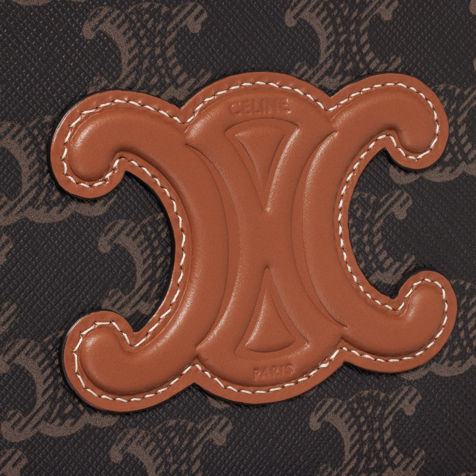 Celine Triomphe Logo Shoulder Bag In Brown