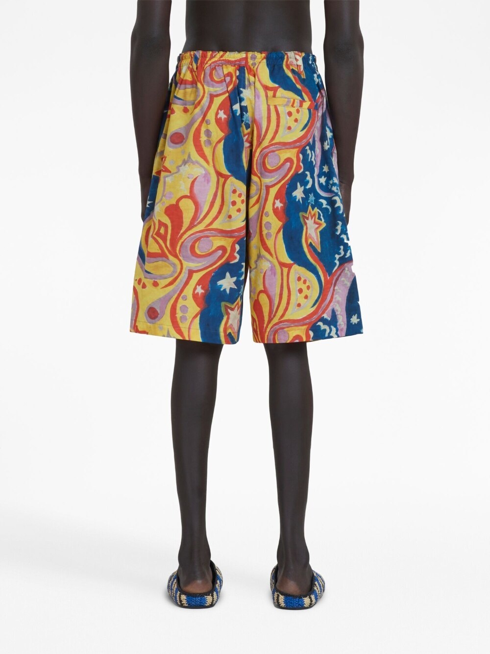Marni Graphic-print Drop-crotch Shorts In Blue