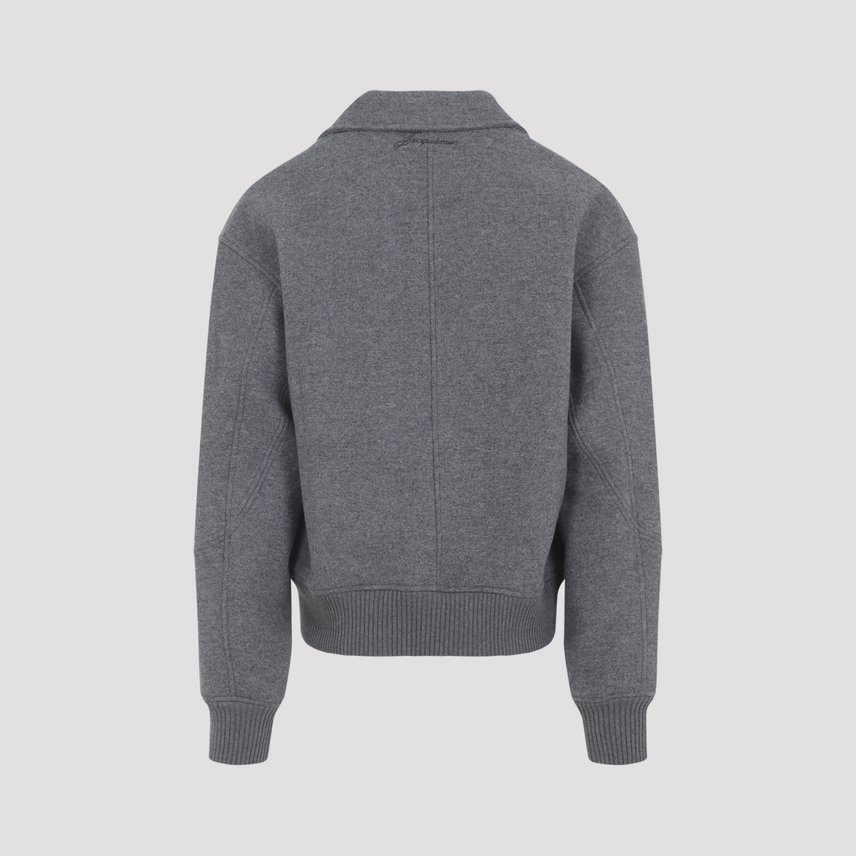 Jacquemus Mens Grey Feltro Pointed-collar Wool Bomber Jacket In Gray